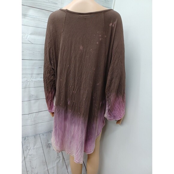 L&B Lucky & Blessed Womens Pullover Brown Pink Top XL Asymmetric NWT - Picture 5 of 9